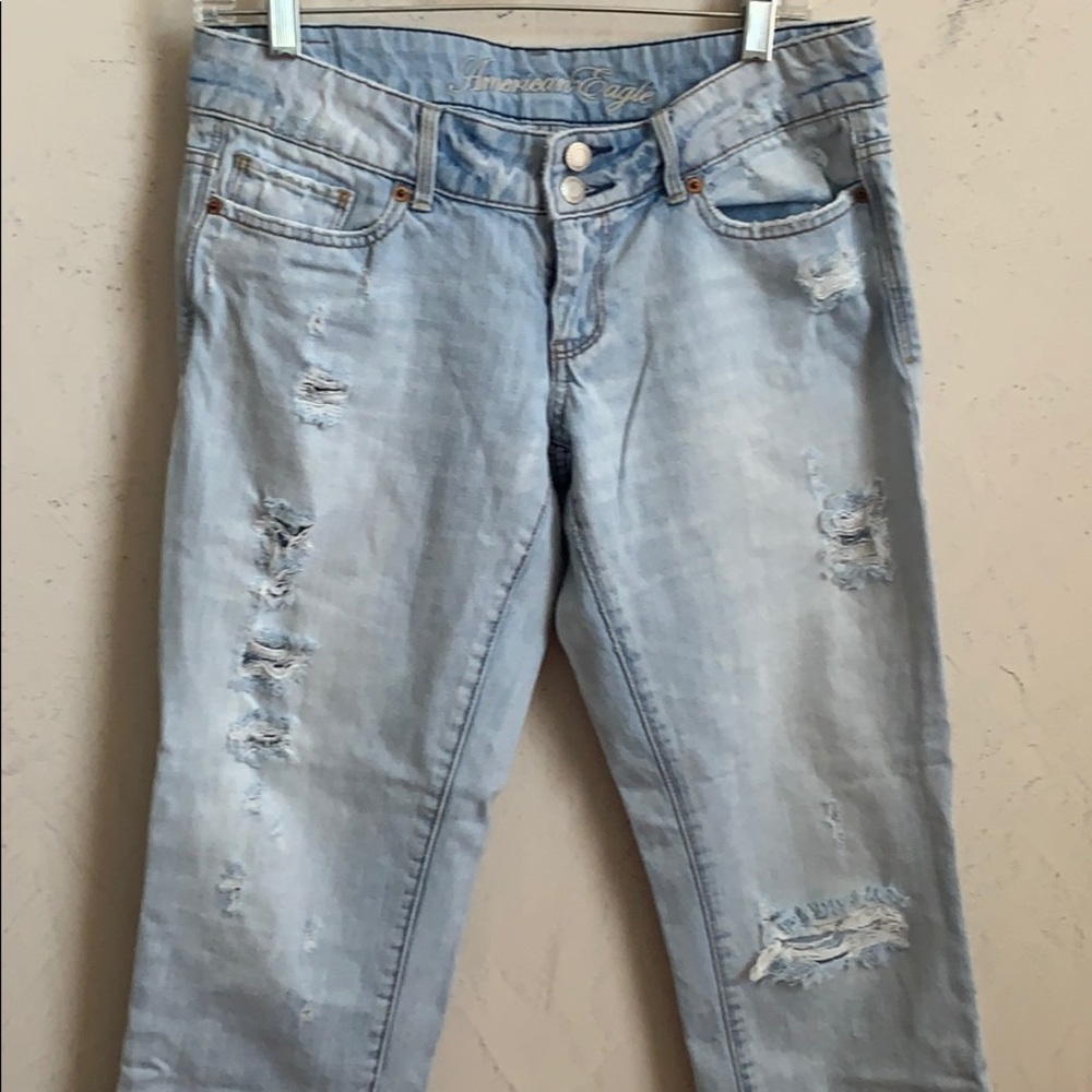 American Eagle distressed light wash capris - Picture 2 of 6